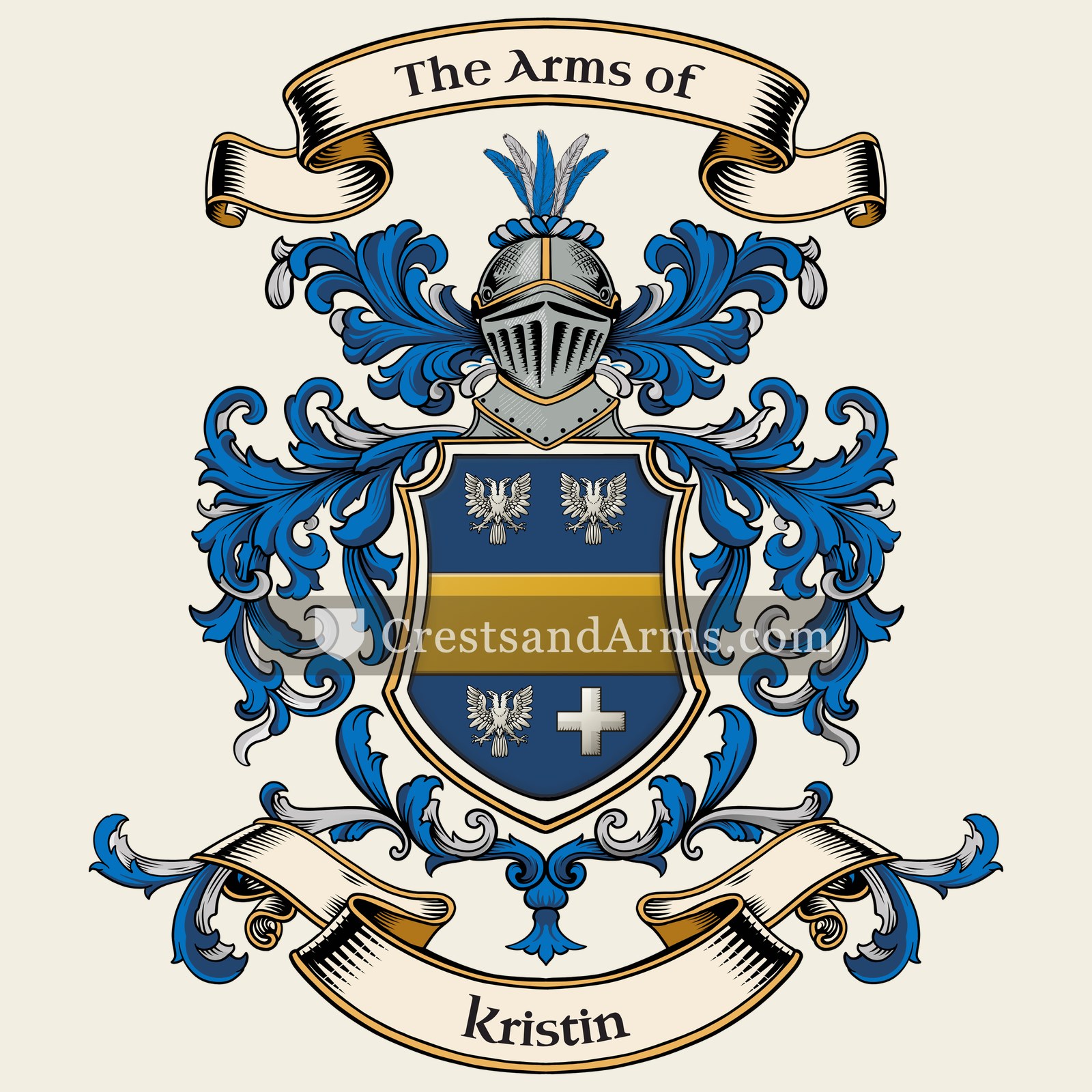 The Kristin coat of arms, drawn from the recorded blazon