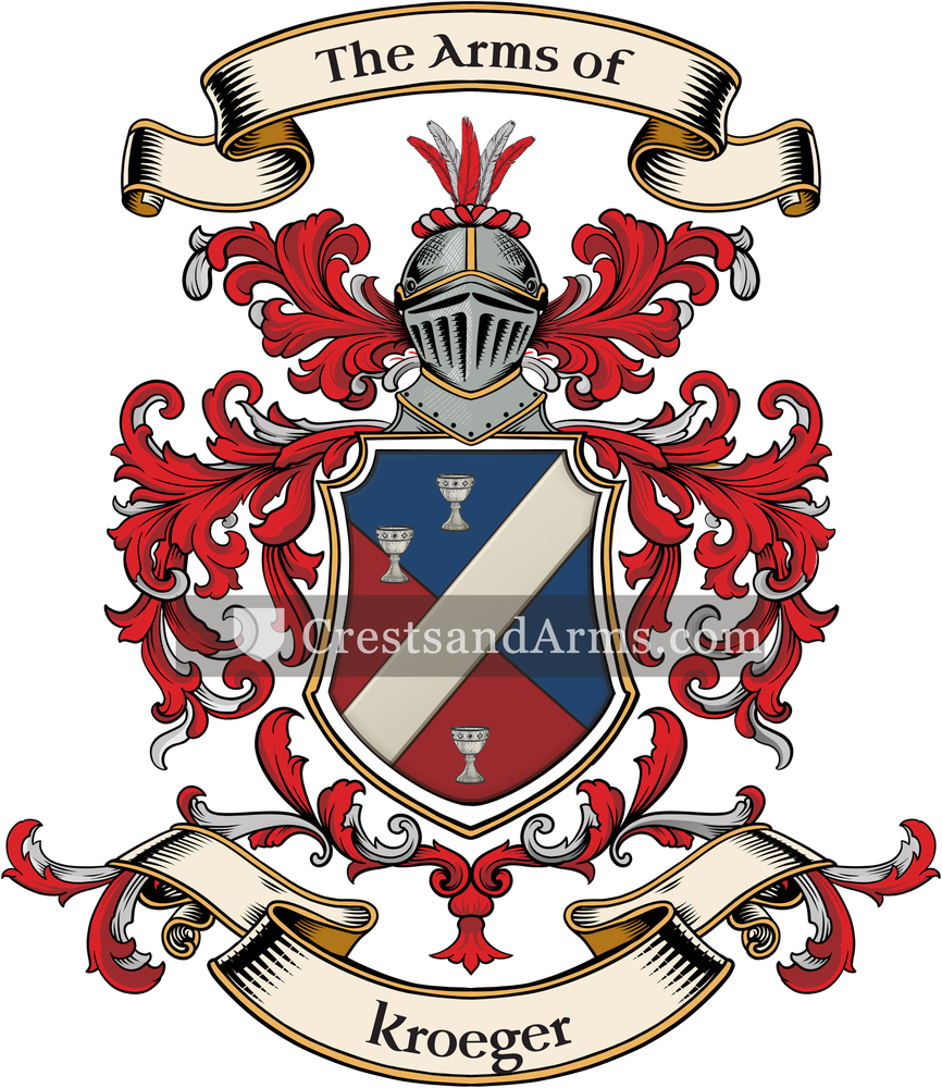 The Kroeger coat of arms, drawn from the recorded blazon