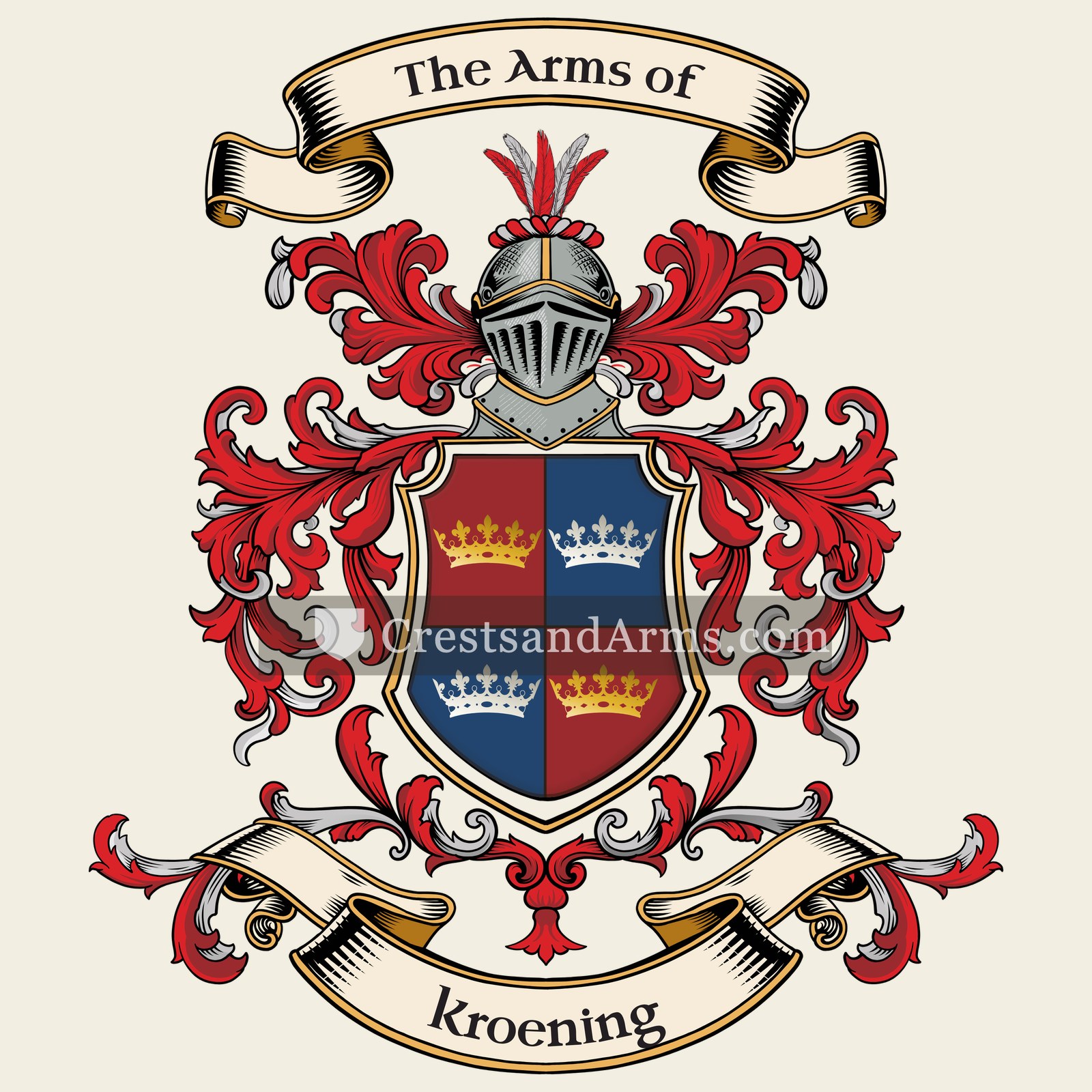 The Kroening coat of arms, drawn from the recorded blazon