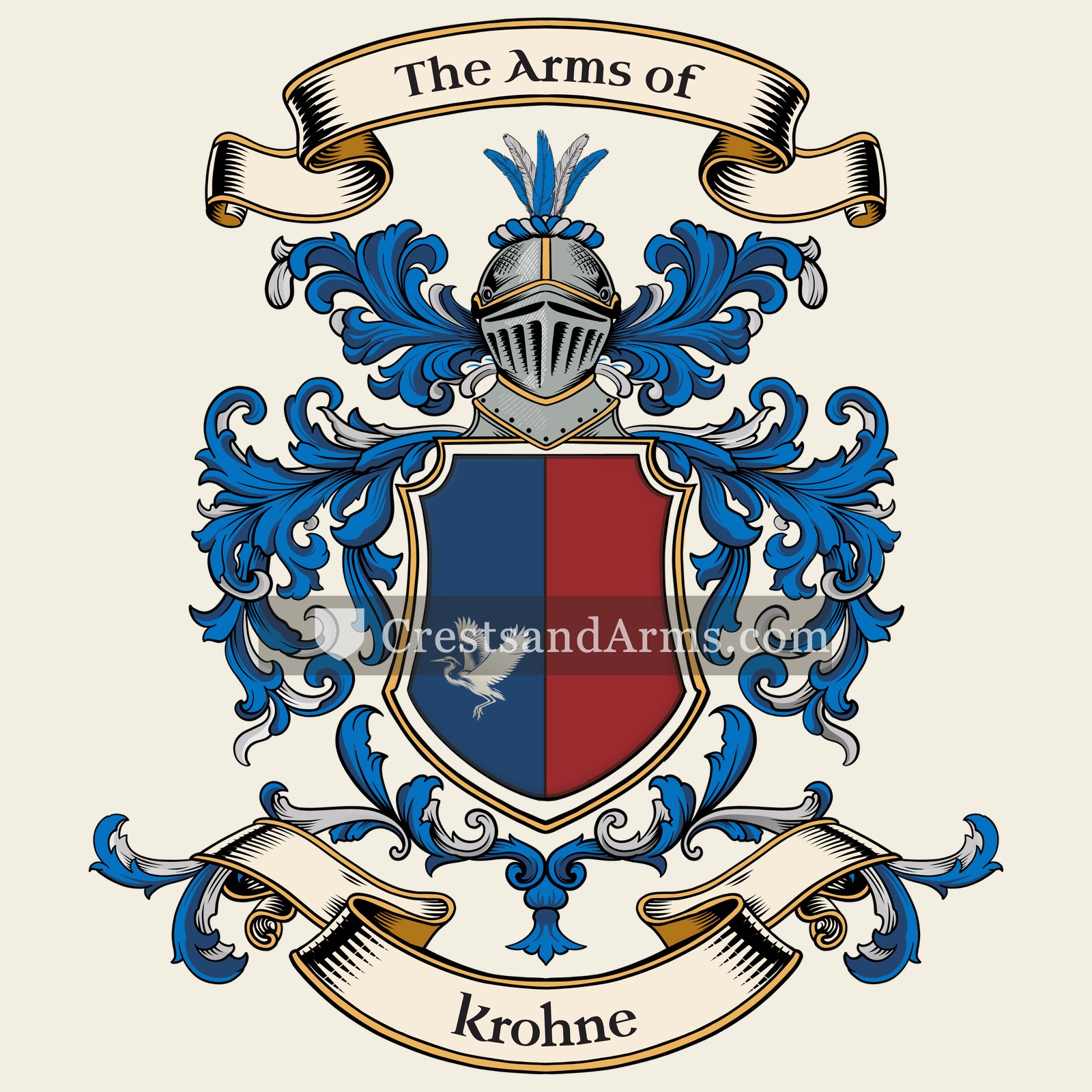 The Krohne coat of arms, drawn from the recorded blazon