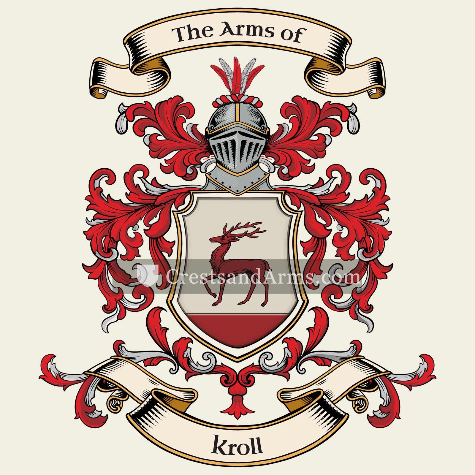 The Kroll coat of arms, drawn from the recorded blazon