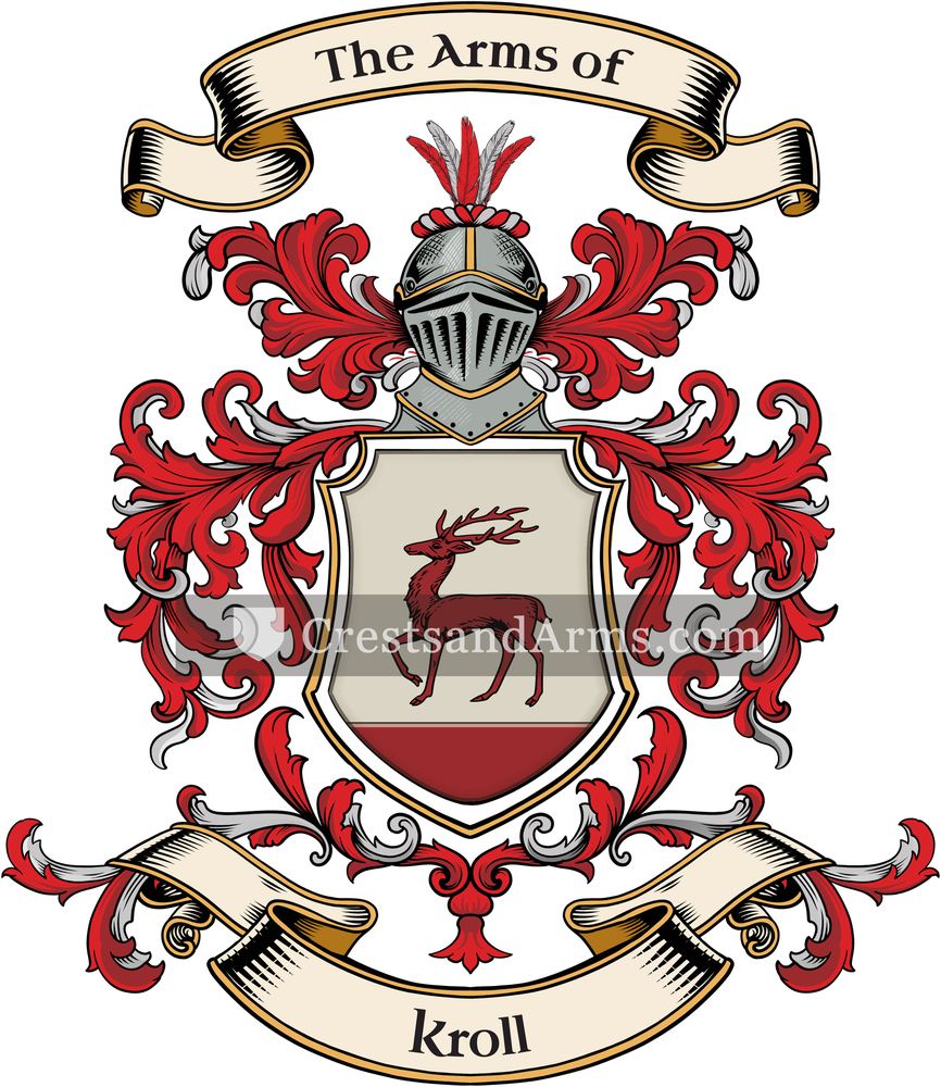 The Kroll coat of arms, drawn from the recorded blazon