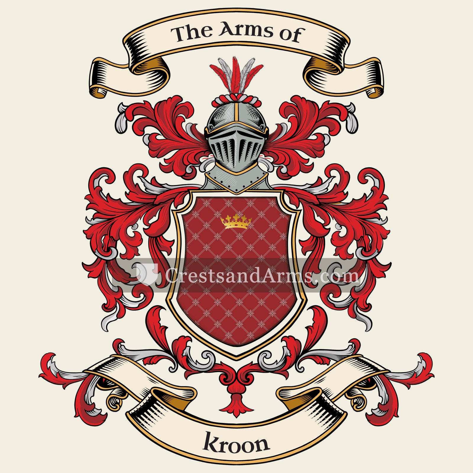 The Kroon coat of arms, drawn from the recorded blazon
