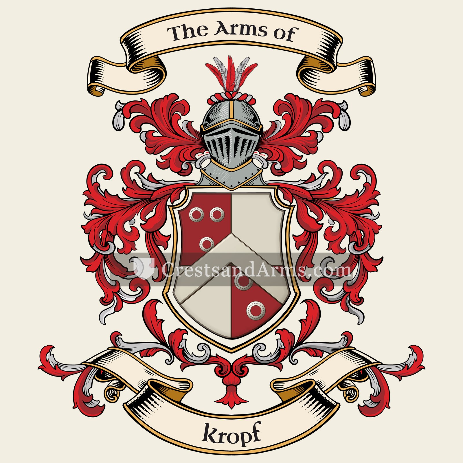 The Kropf coat of arms, drawn from the recorded blazon