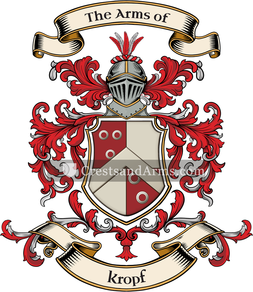 The Kropf coat of arms, drawn from the recorded blazon