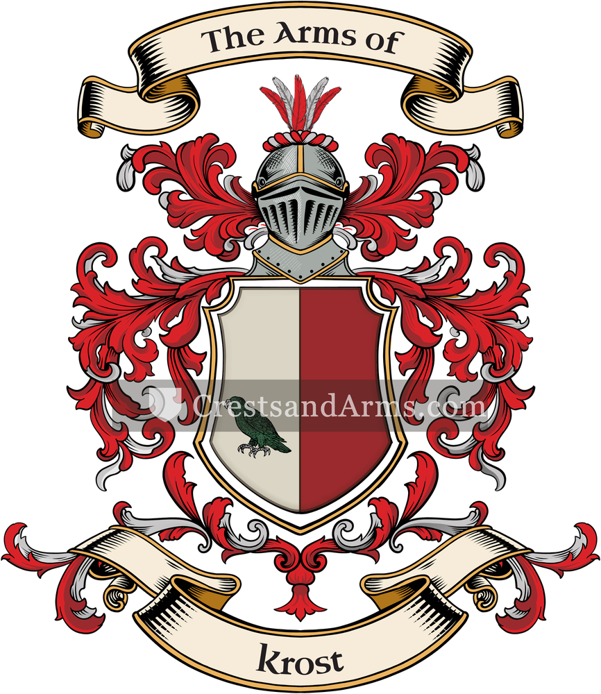 The Krost coat of arms, drawn from the recorded blazon