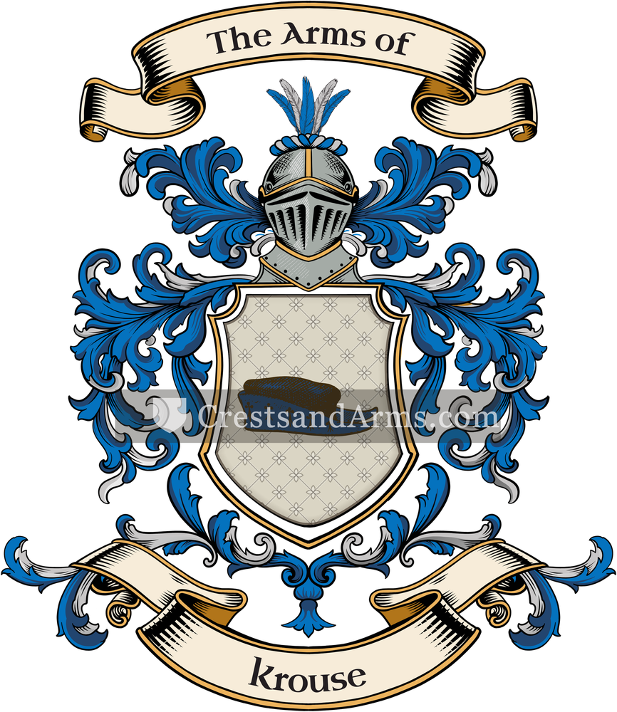The Krouse coat of arms, drawn from the recorded blazon