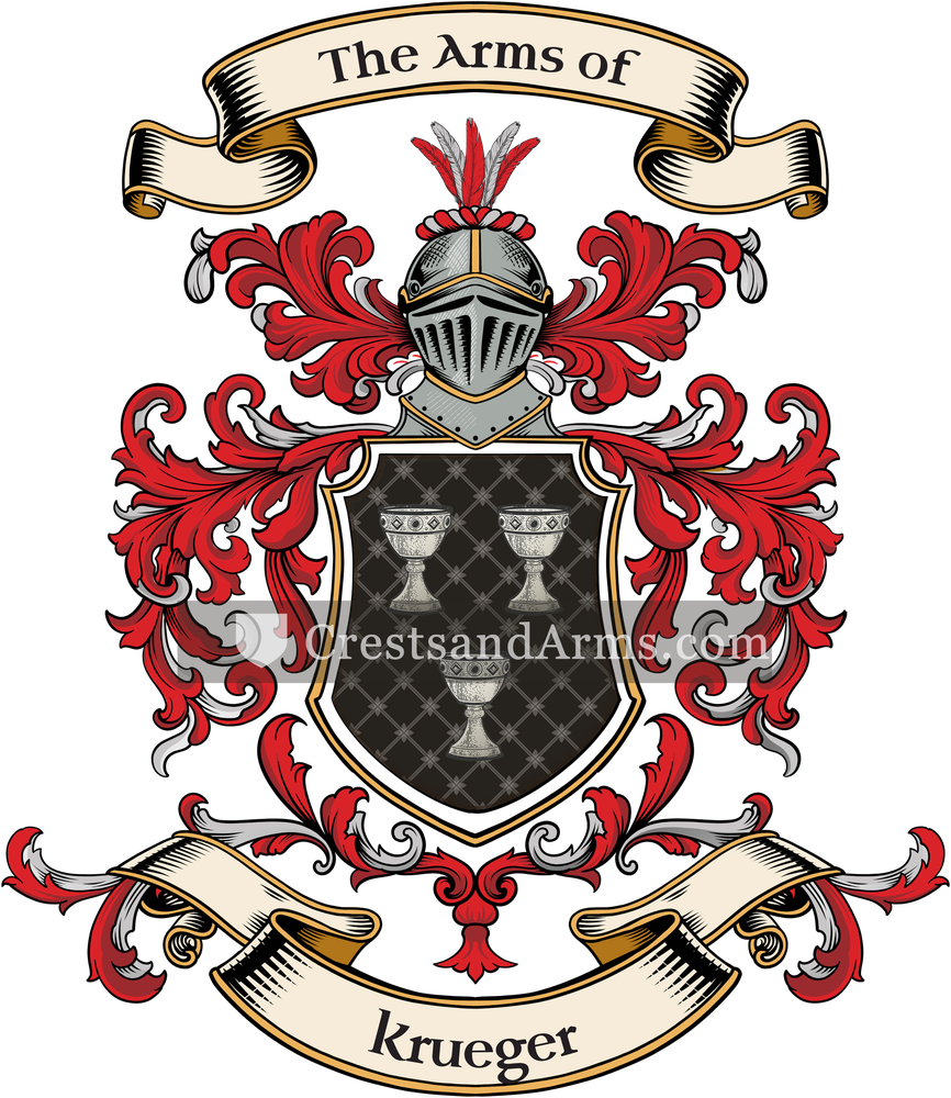 The Krueger coat of arms, drawn from the recorded blazon
