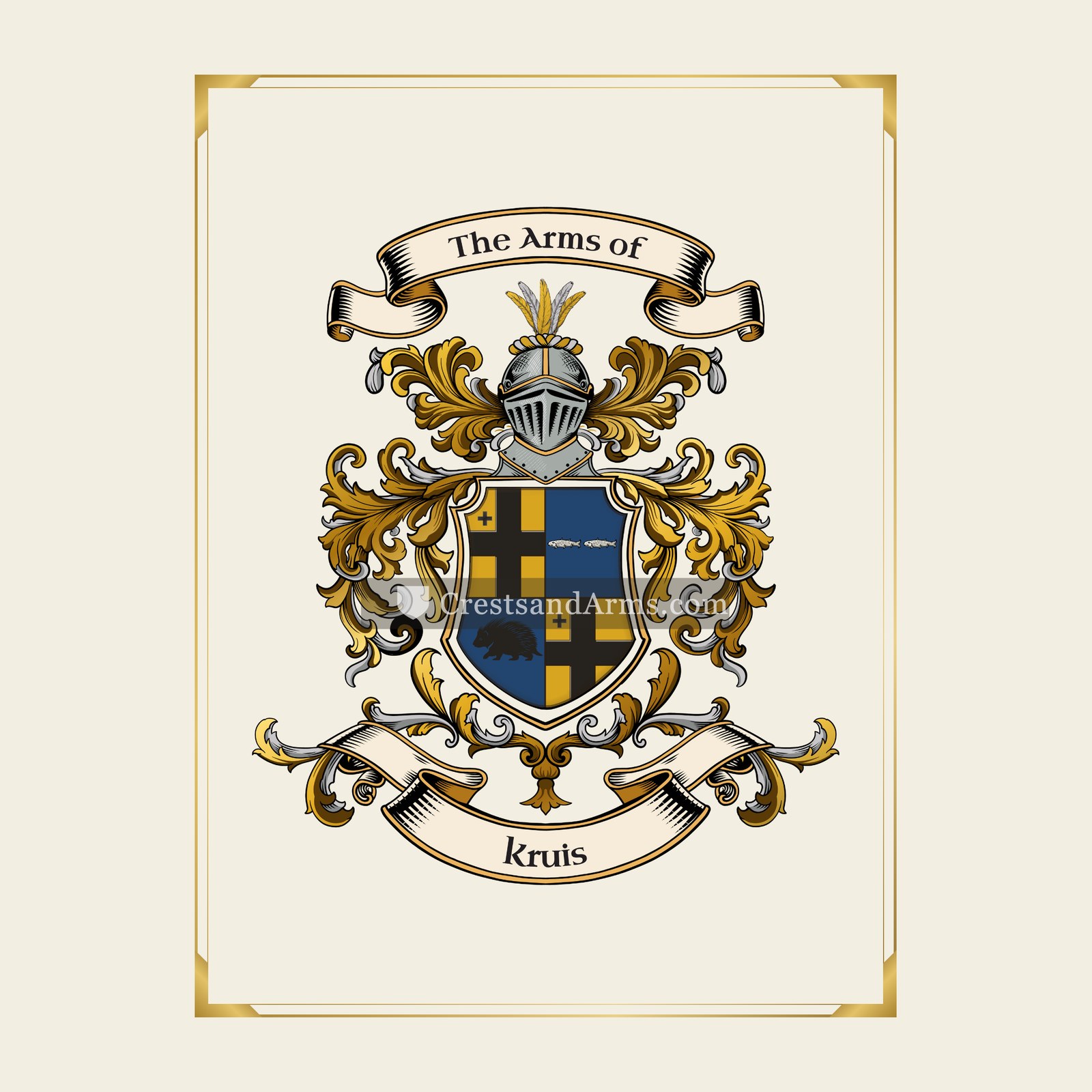 With gold border