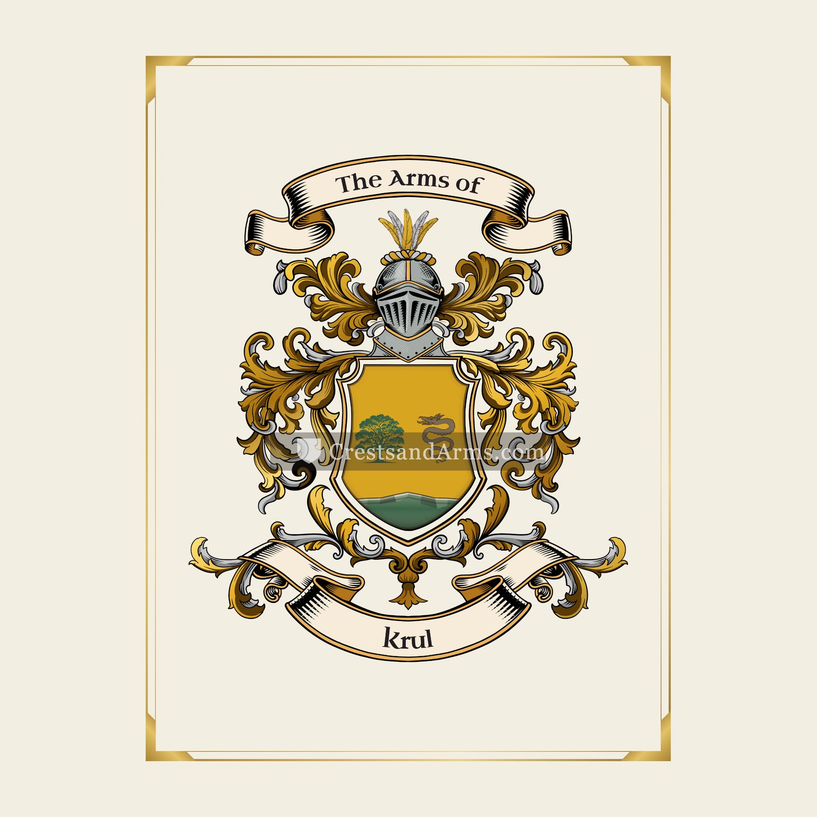 With gold border