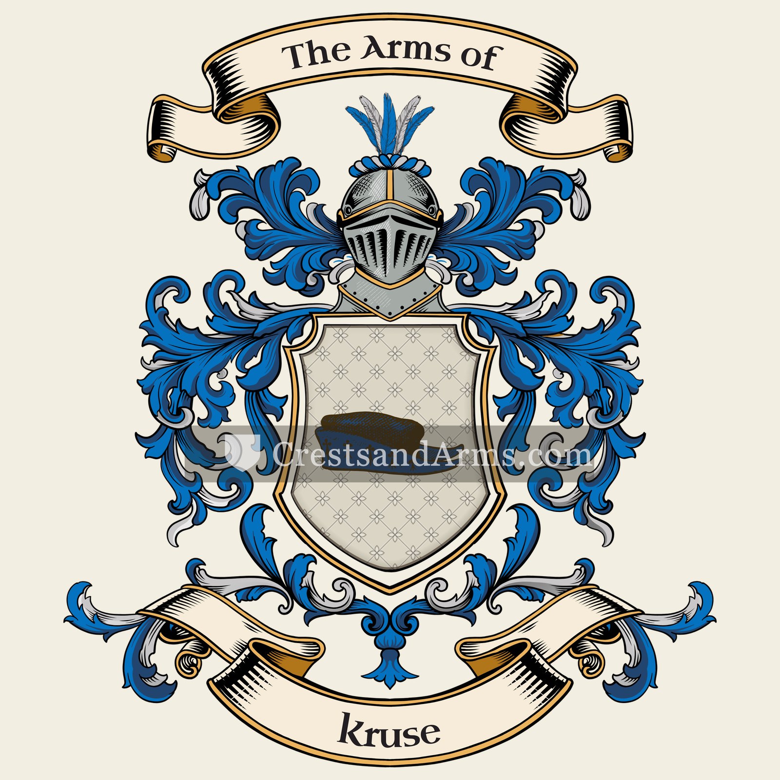 The Kruse coat of arms, drawn from the recorded blazon