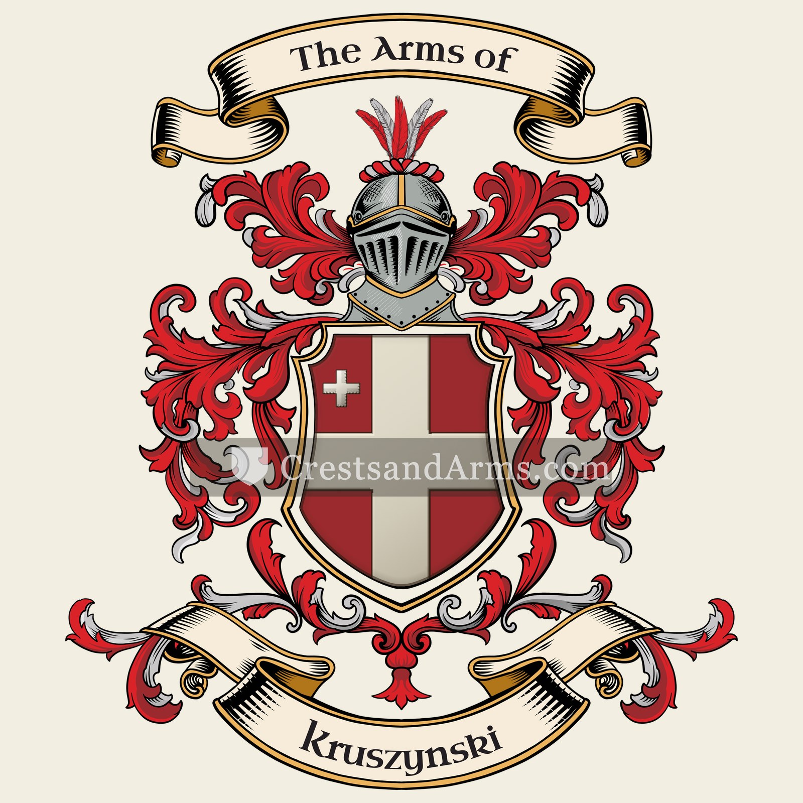 The Kruszynski coat of arms, drawn from the recorded blazon