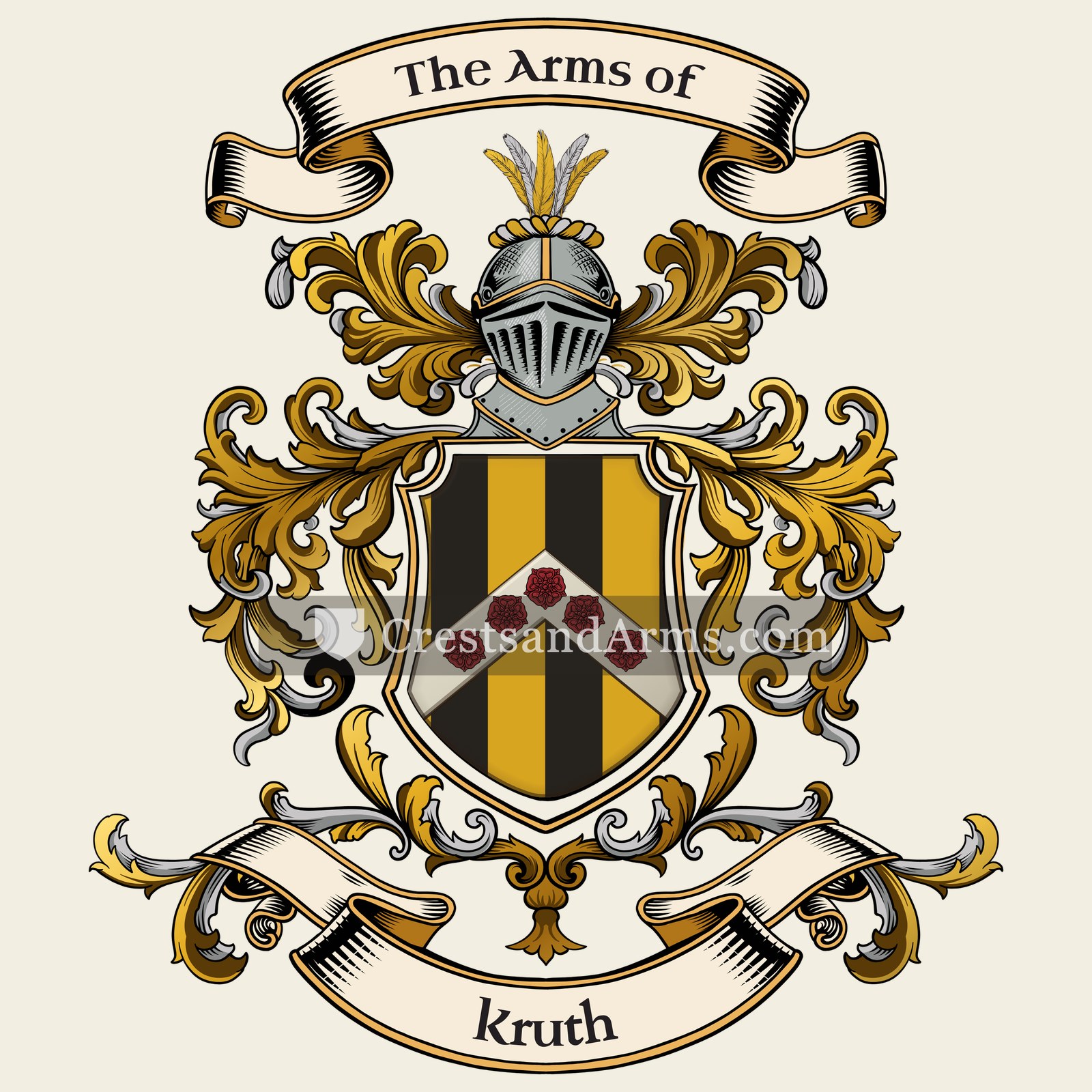 The Kruth coat of arms, drawn from the recorded blazon