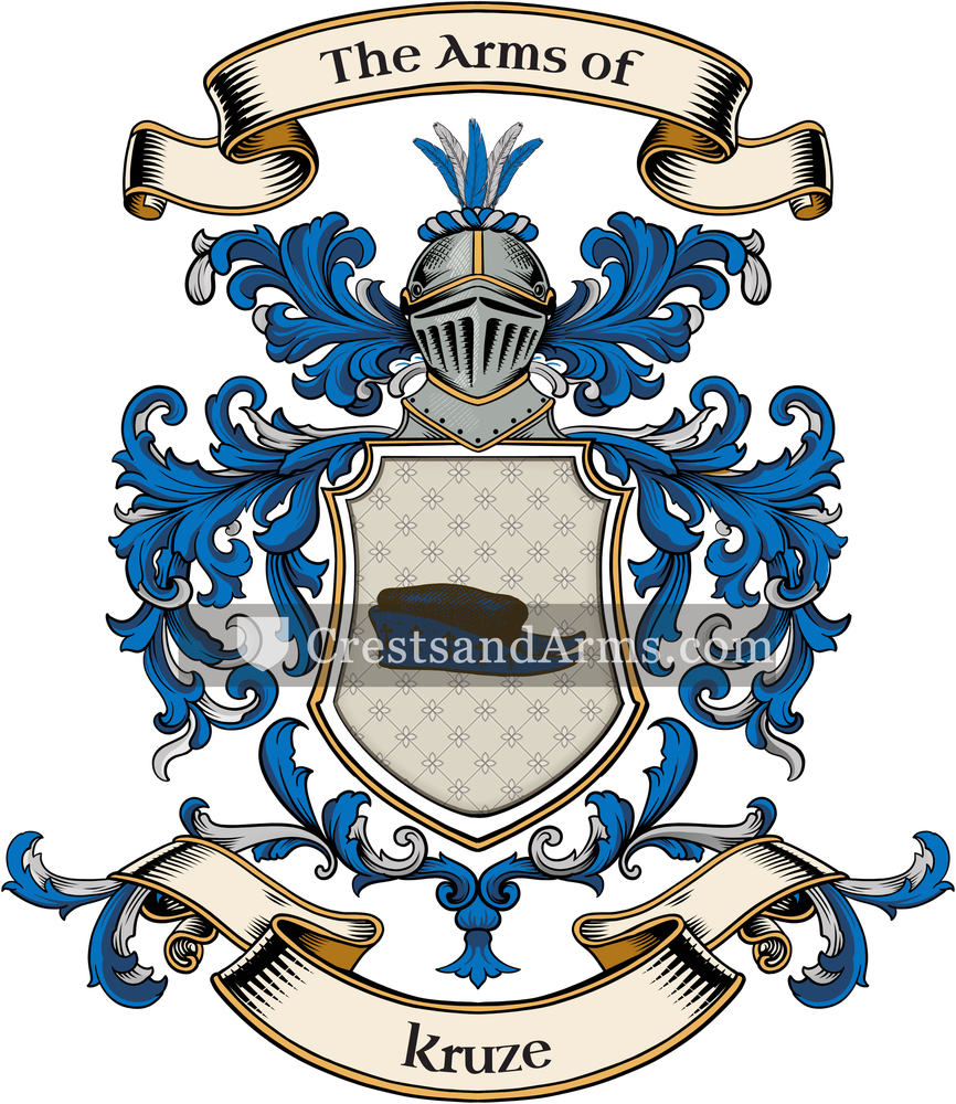 The Kruze coat of arms, drawn from the recorded blazon