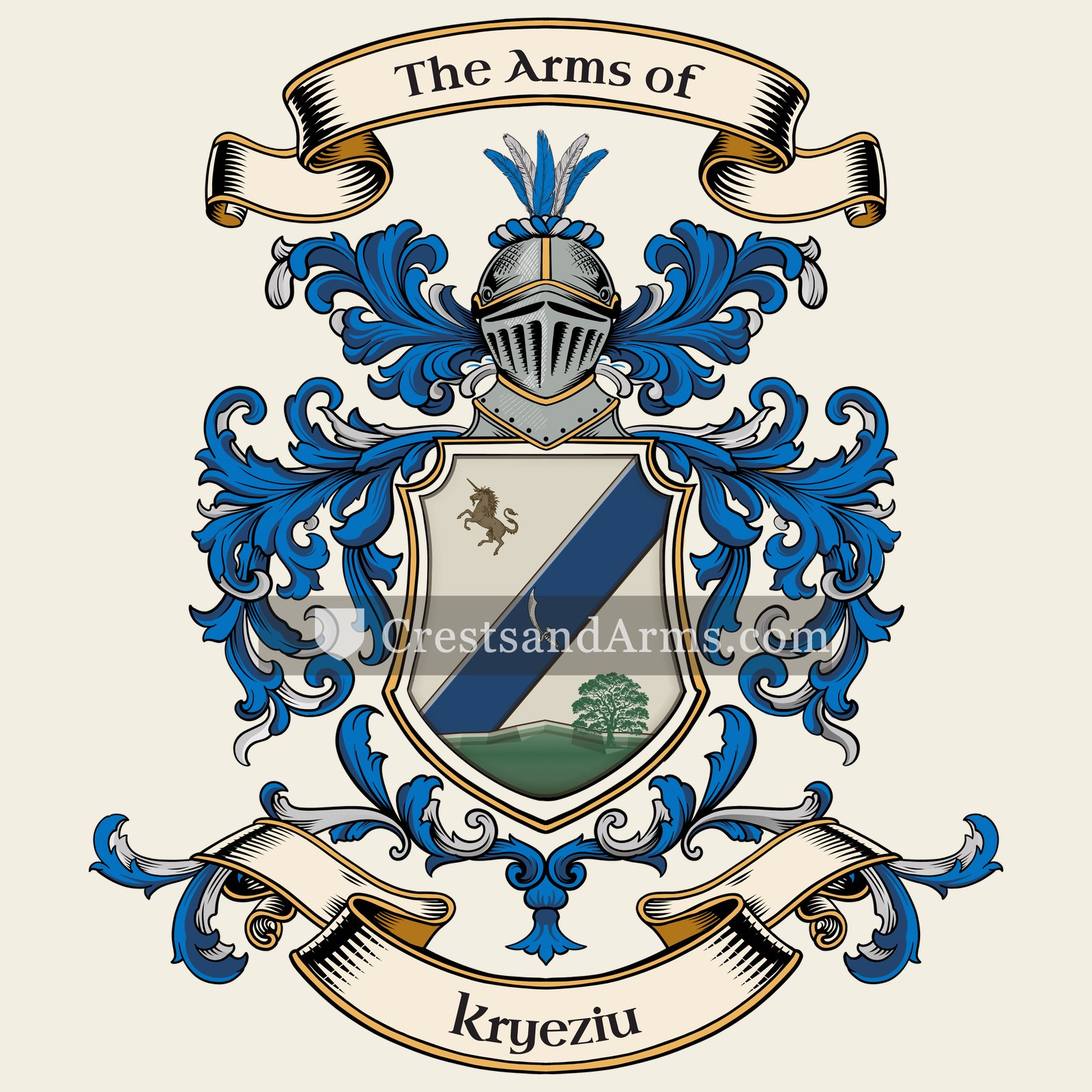 The Kryeziu coat of arms, drawn from the recorded blazon