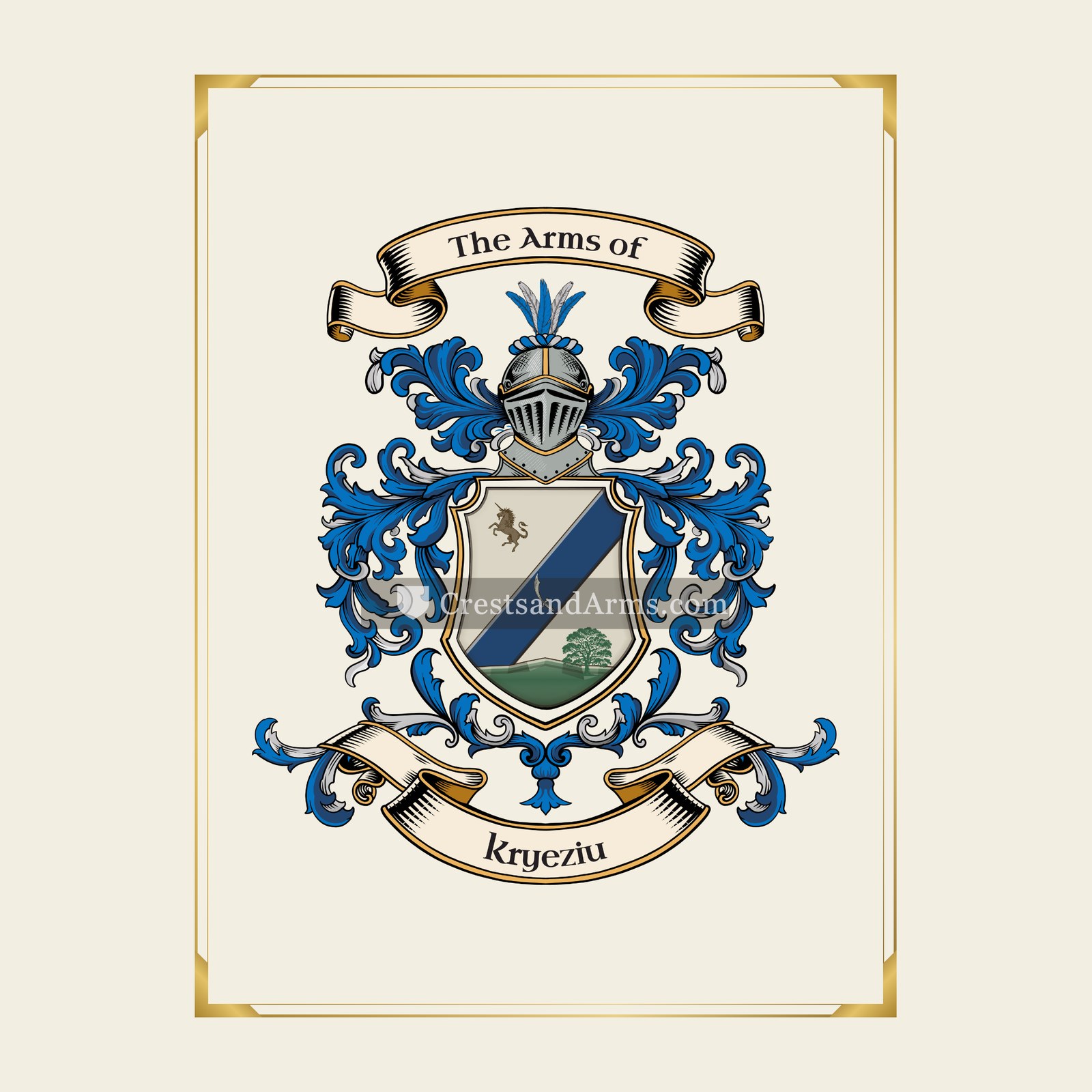 With gold border