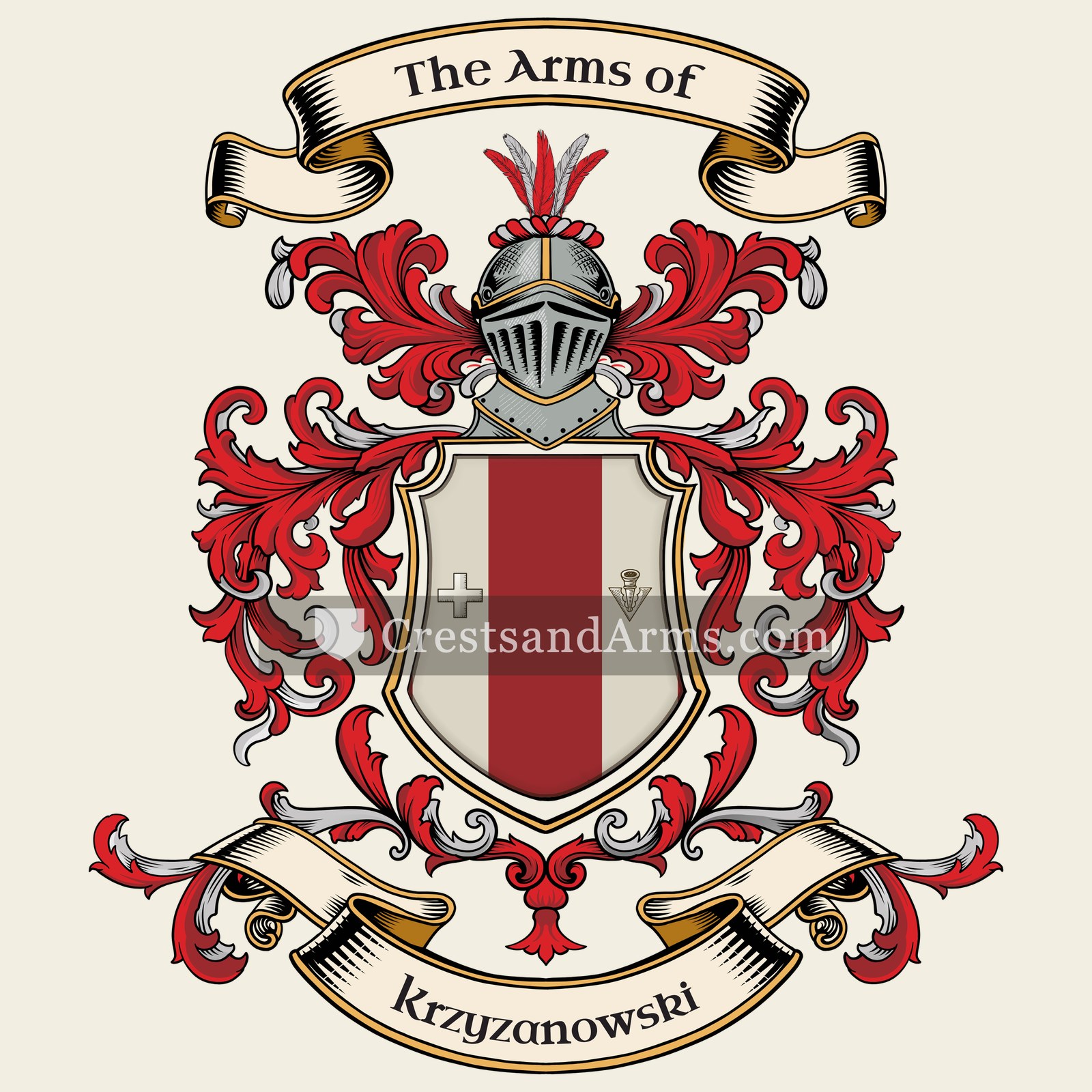 The Krzyzanowski coat of arms, drawn from the recorded blazon