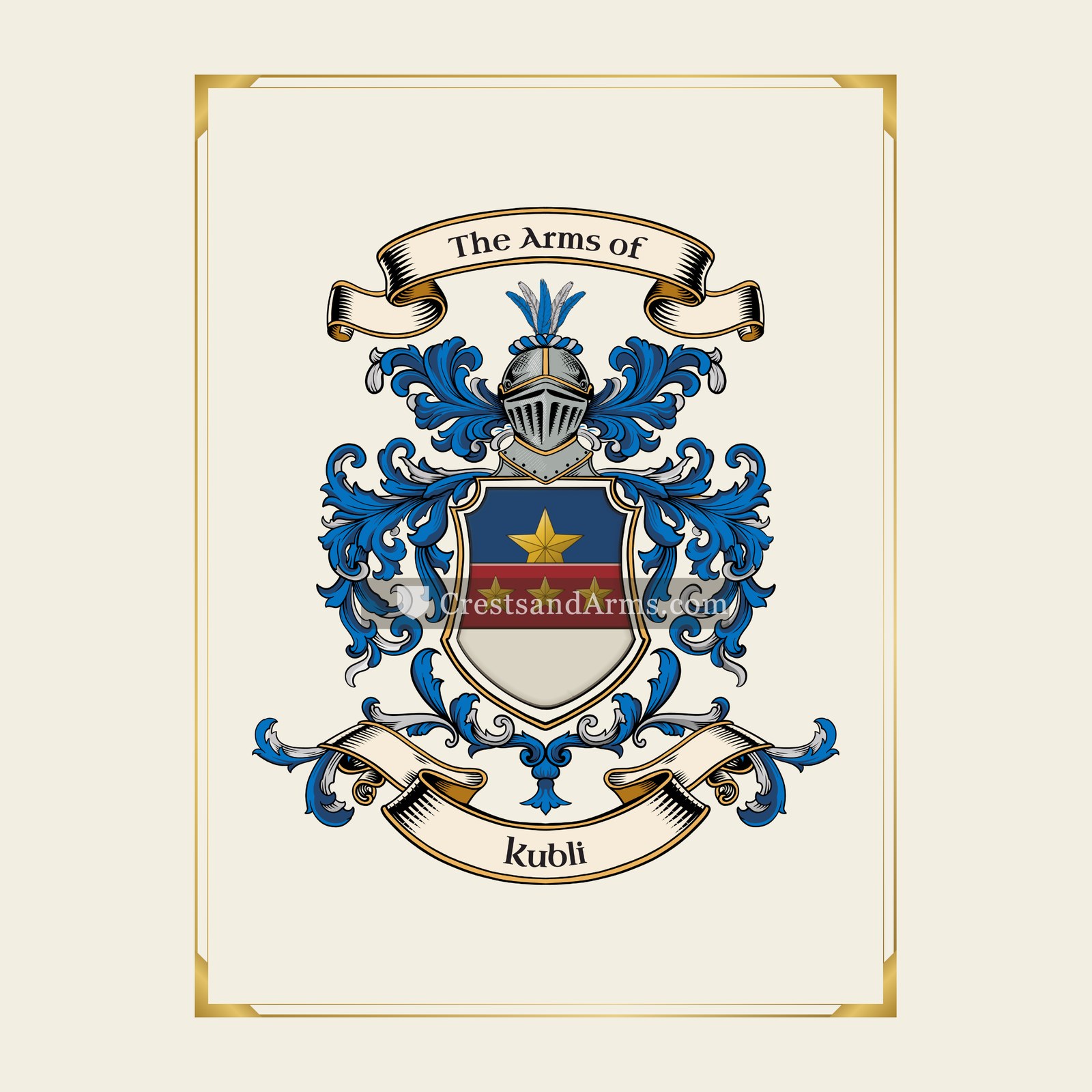 With gold border