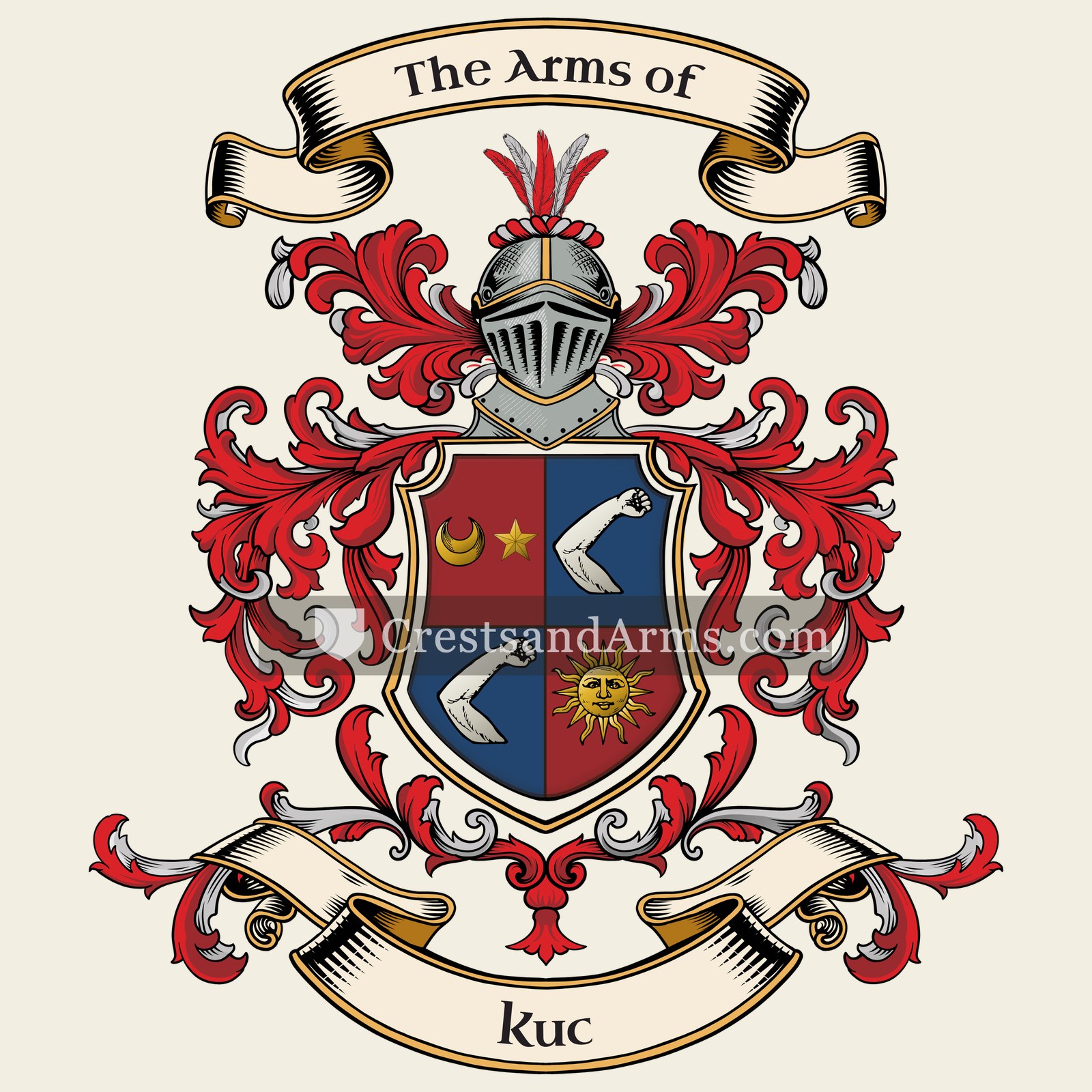 The Kuc coat of arms, drawn from the recorded blazon