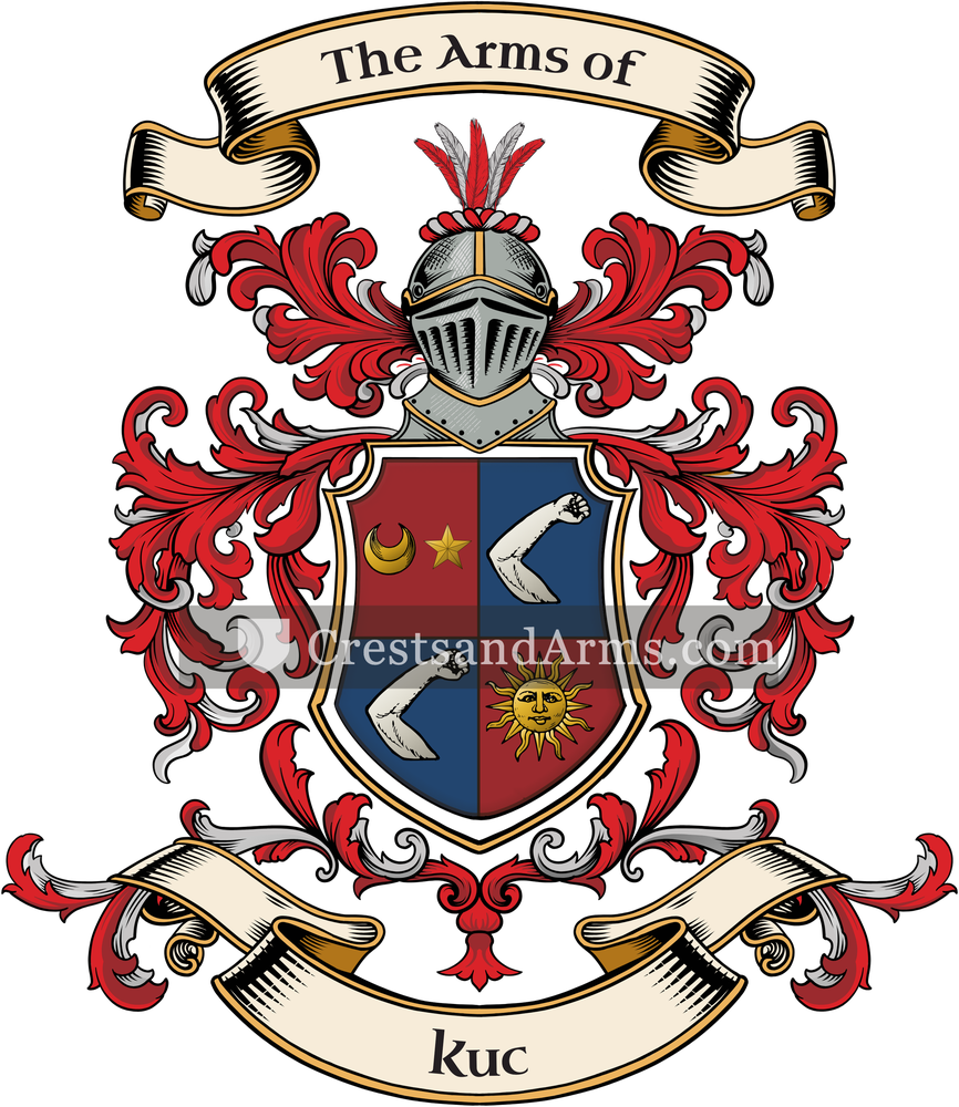 The Kuc coat of arms, drawn from the recorded blazon