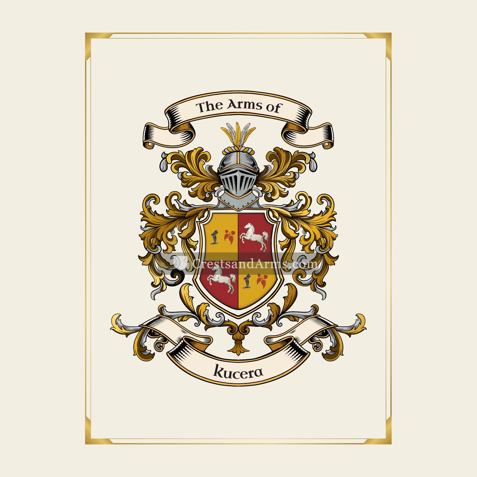 With gold border
