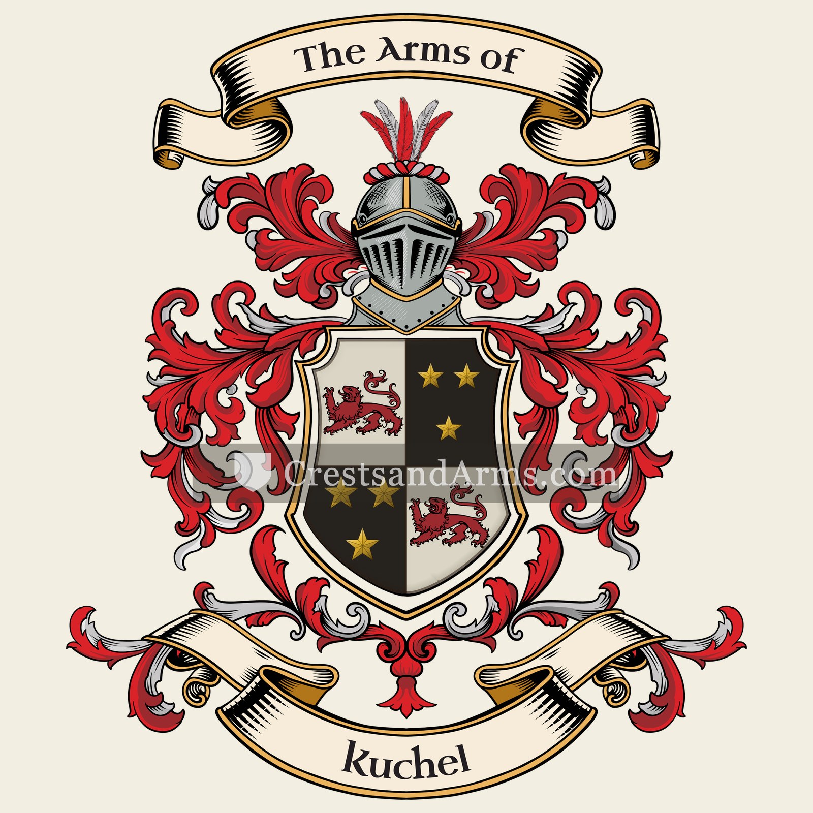 The Kuchel coat of arms, drawn from the recorded blazon