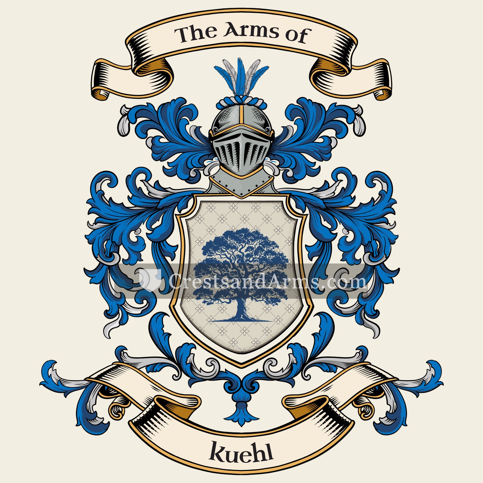 The Kuehl coat of arms, drawn from the recorded blazon