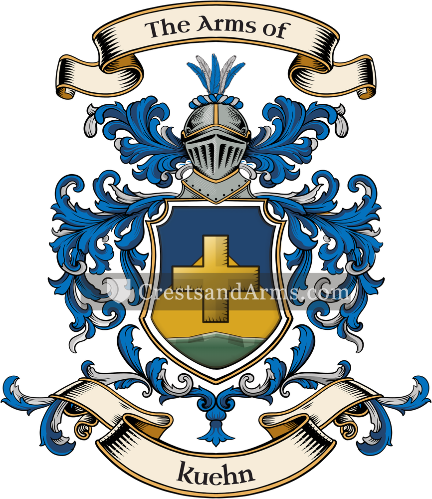 The Kuehn coat of arms, drawn from the recorded blazon