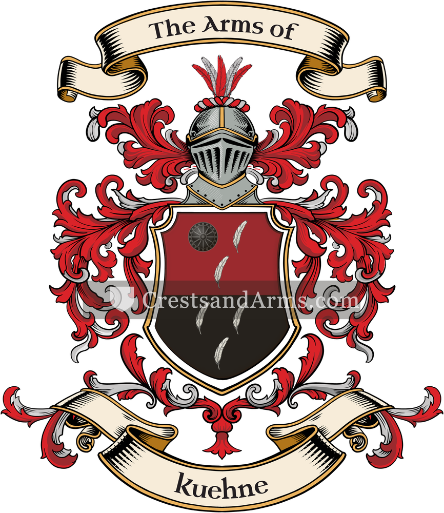 The Kuehne coat of arms, drawn from the recorded blazon