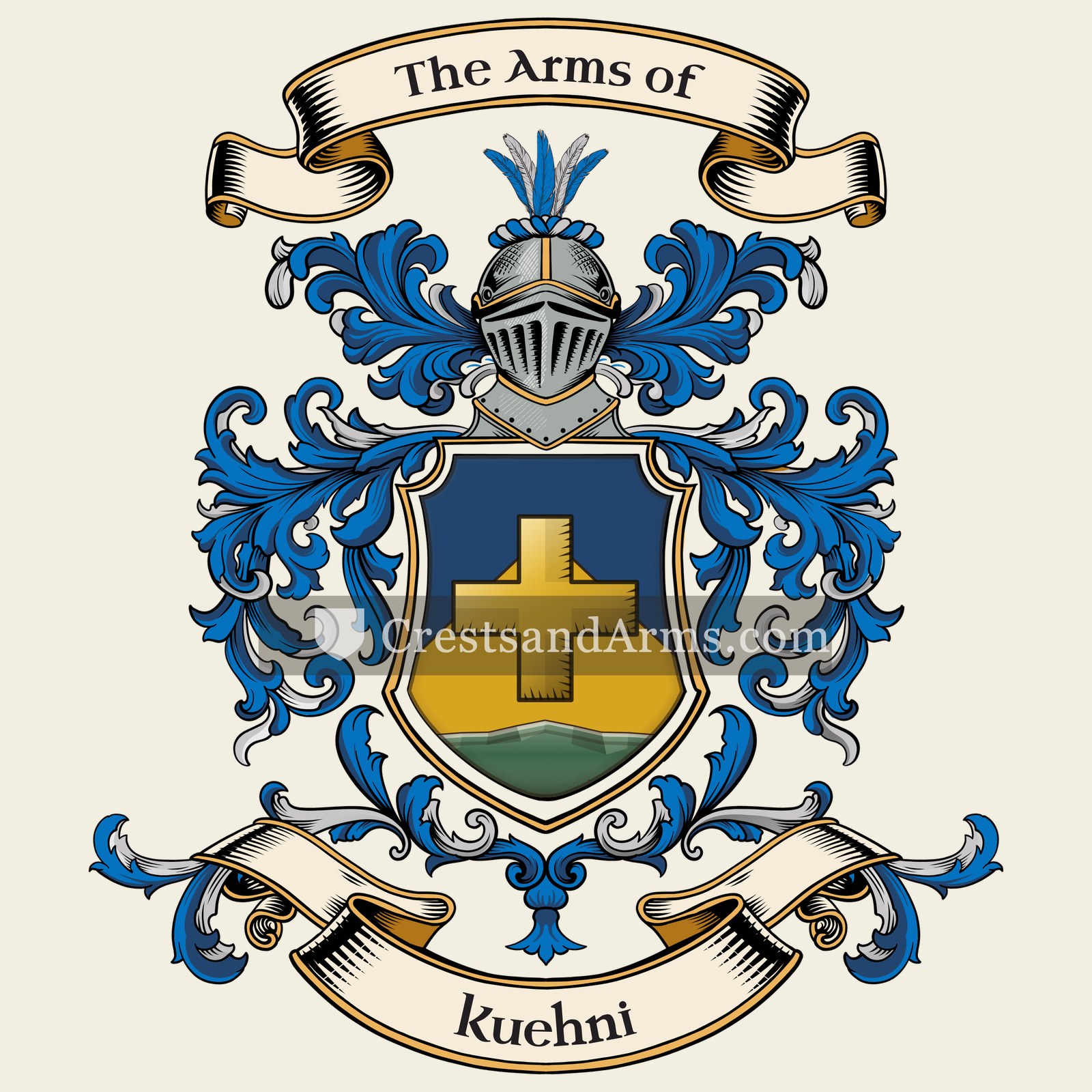 The Kuehni coat of arms, drawn from the recorded blazon