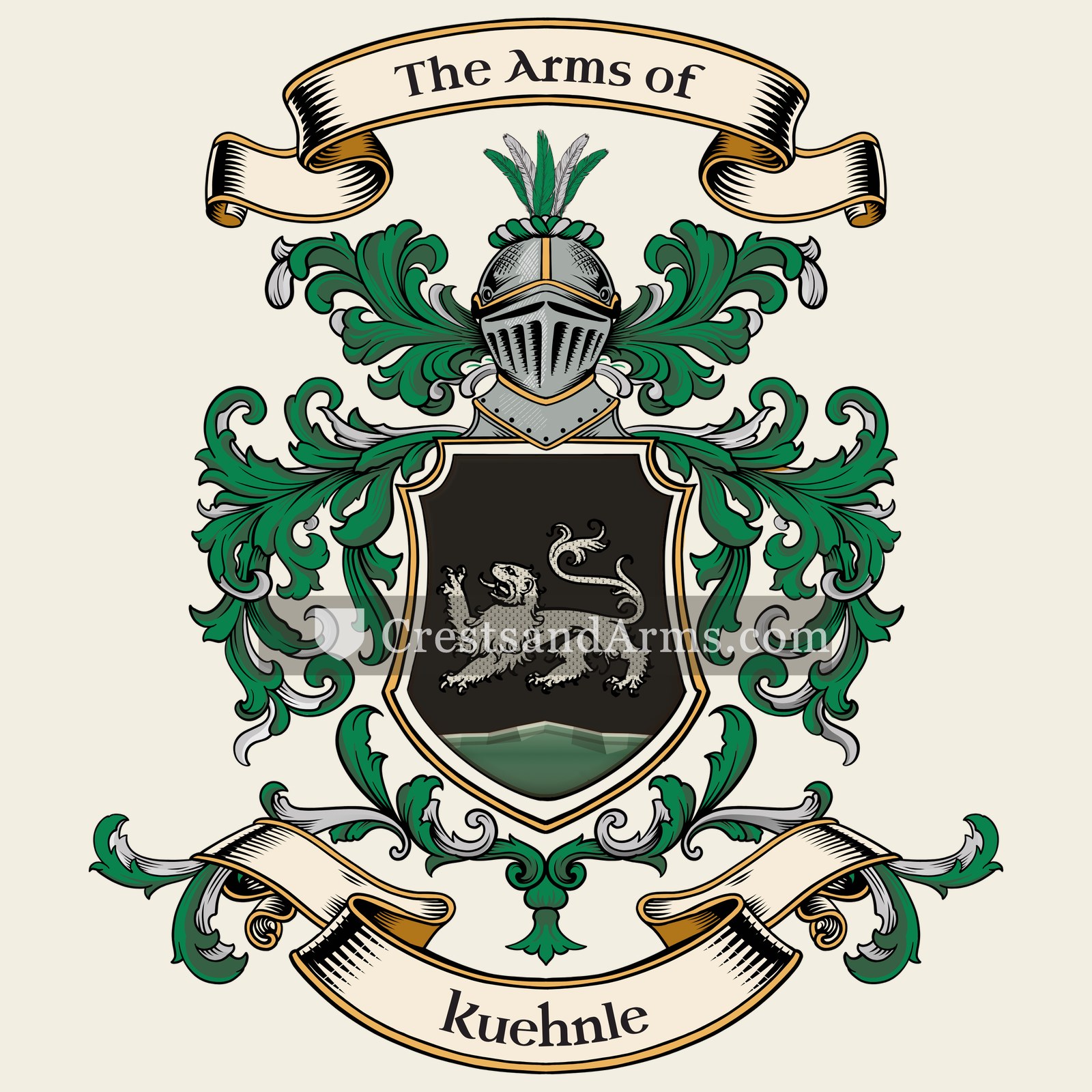 The Kuehnle coat of arms, drawn from the recorded blazon