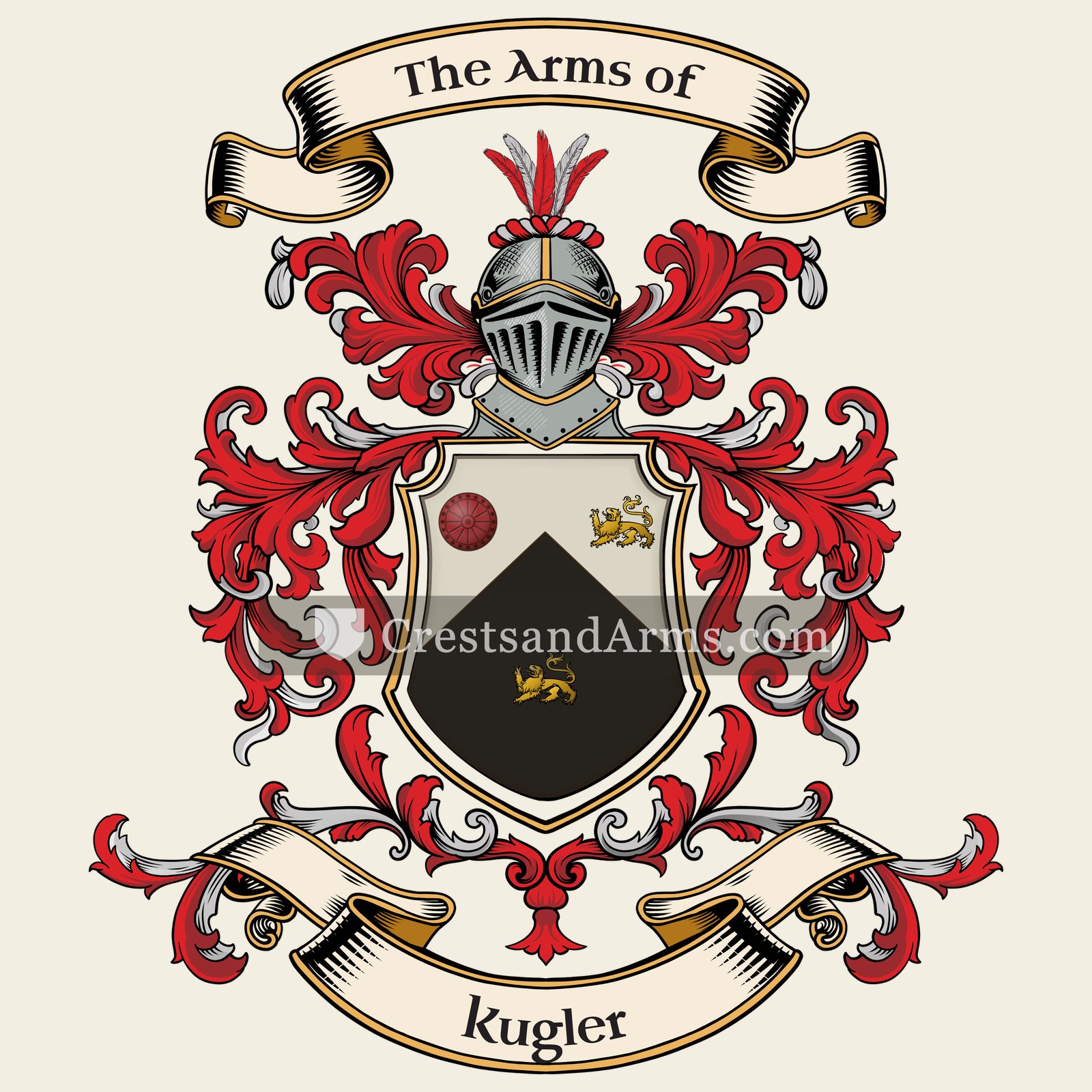 The Kugler coat of arms, drawn from the recorded blazon