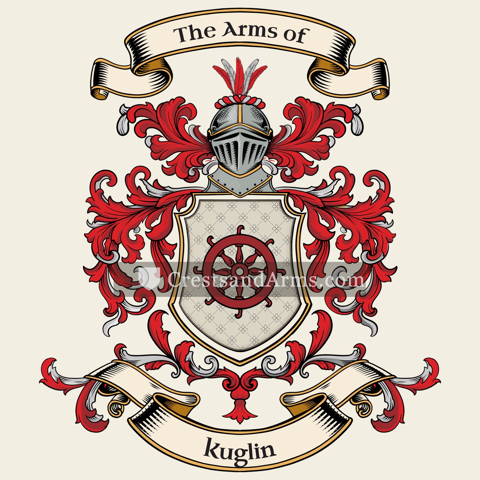The Kuglin coat of arms, drawn from the recorded blazon