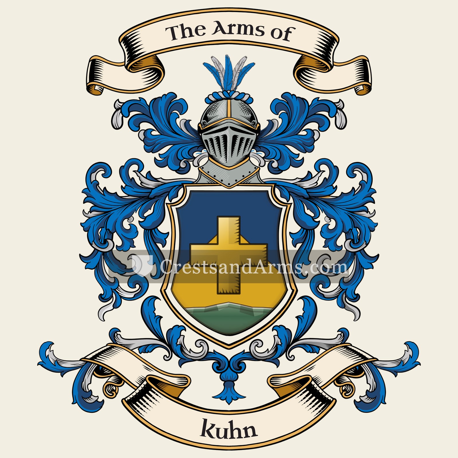 The Kuhn coat of arms, drawn from the recorded blazon