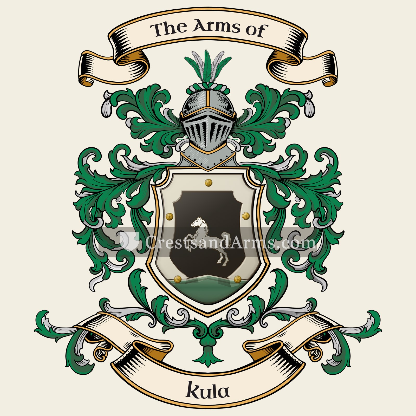 The Kula coat of arms, drawn from the recorded blazon