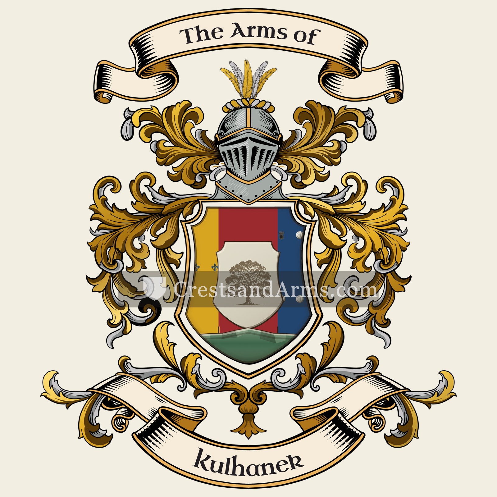 The Kulhanek coat of arms, drawn from the recorded blazon