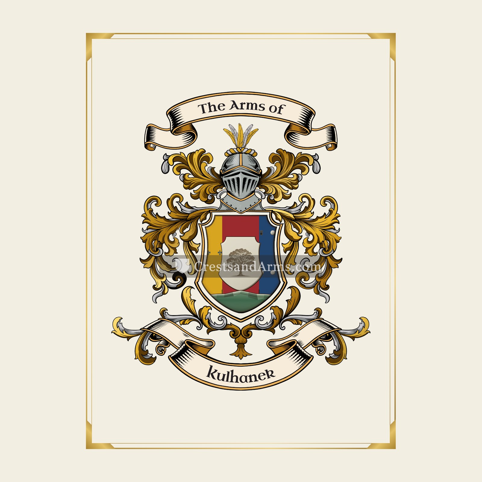 With gold border