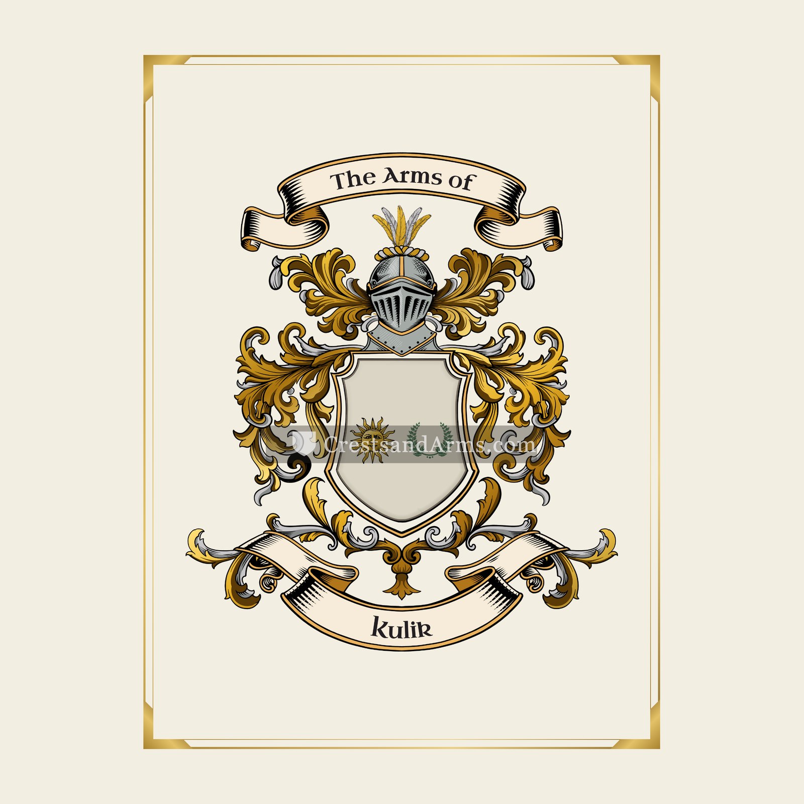 With gold border