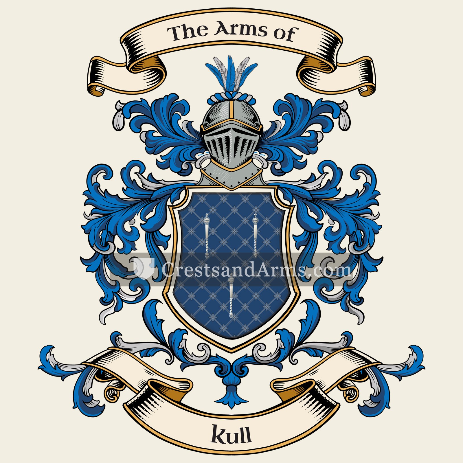 The Kull coat of arms, drawn from the recorded blazon