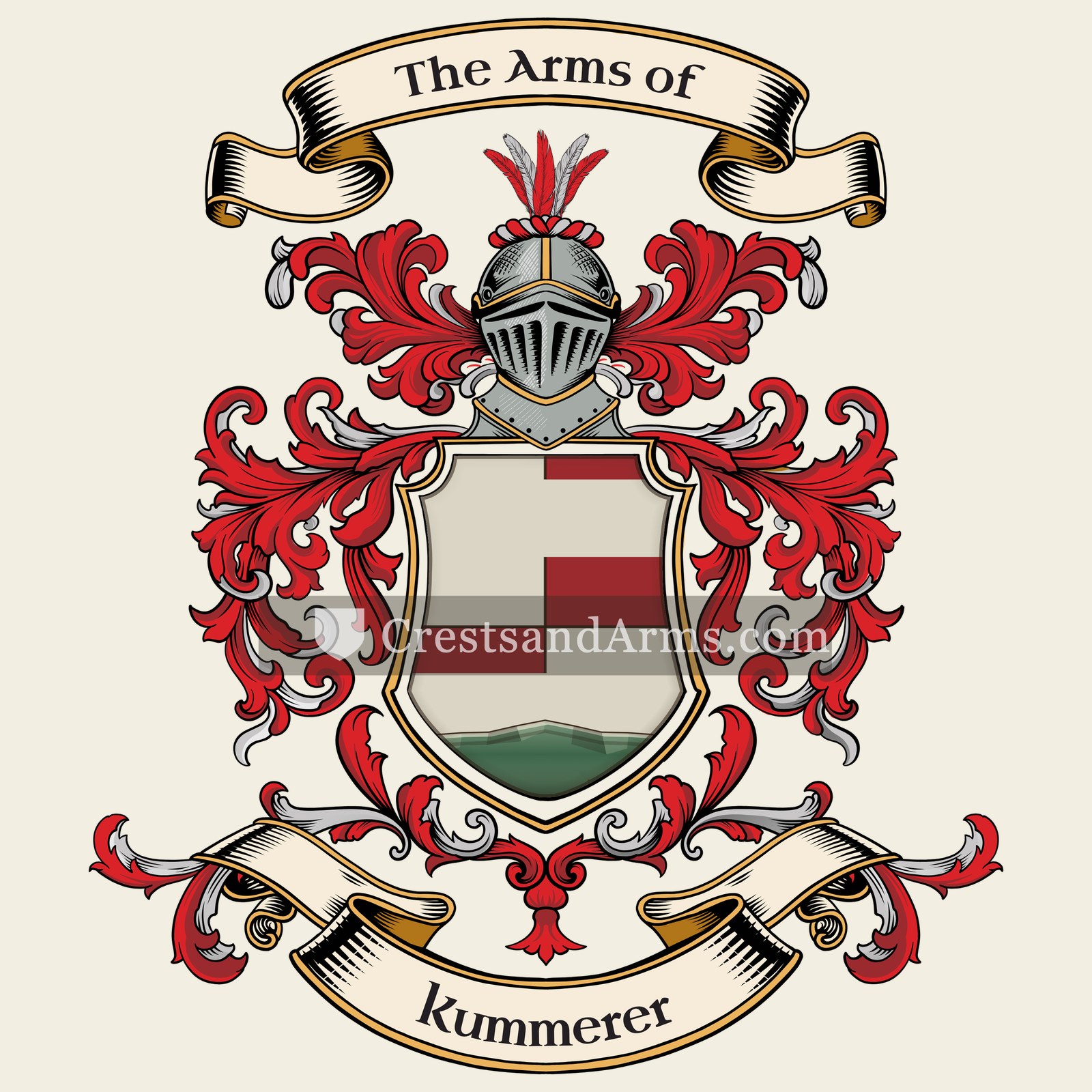 The Kummerer coat of arms, drawn from the recorded blazon