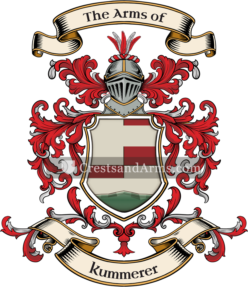The Kummerer coat of arms, drawn from the recorded blazon