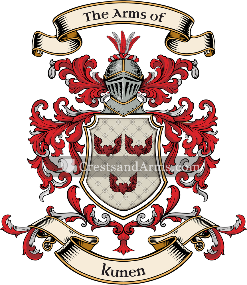 The Kunen coat of arms, drawn from the recorded blazon