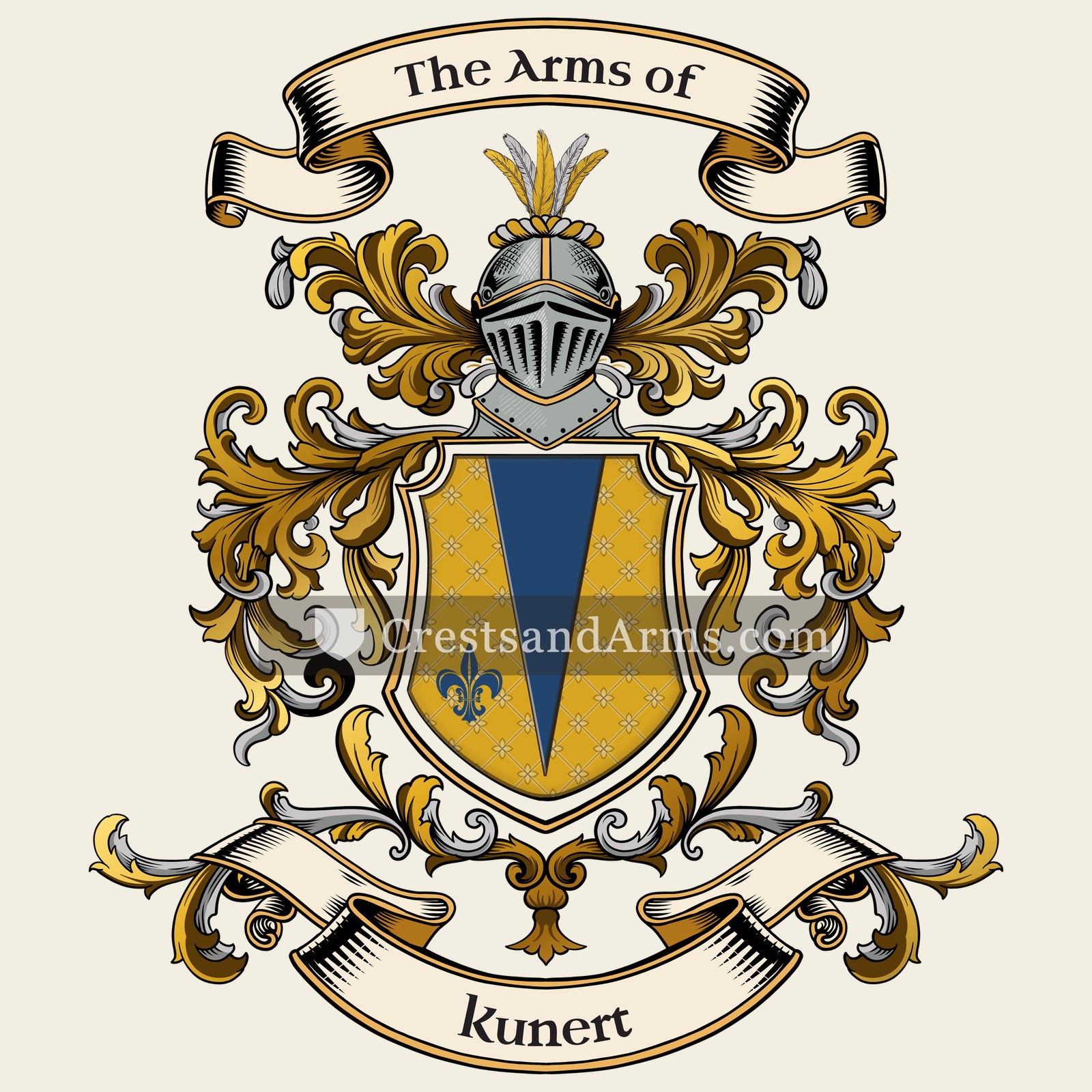 The Kunert coat of arms, drawn from the recorded blazon