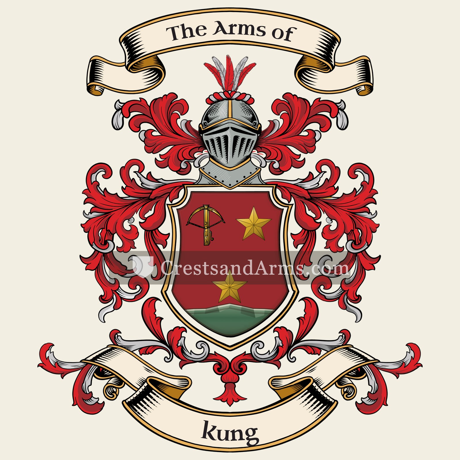 The Kung coat of arms, drawn from the recorded blazon