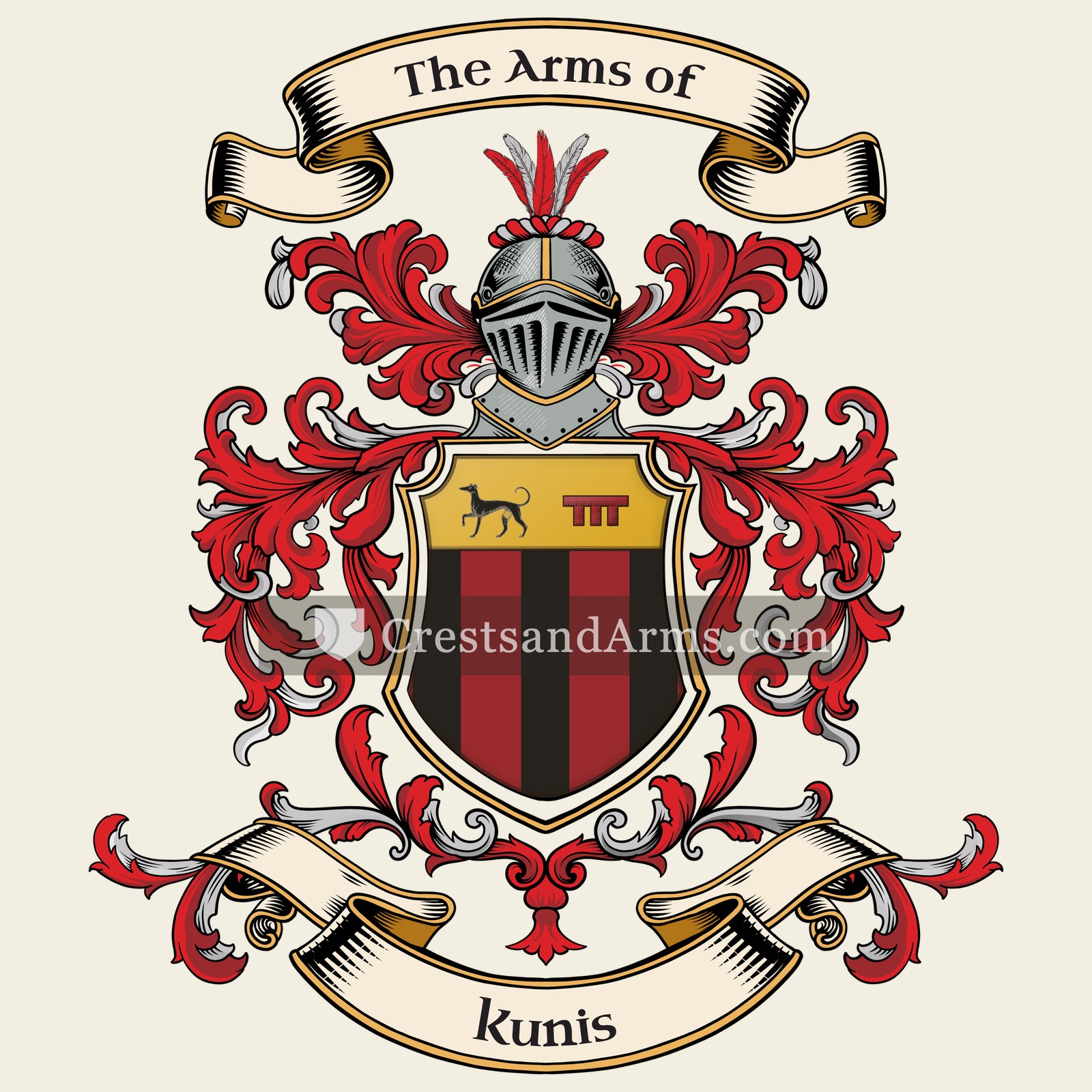 The Kunis coat of arms, drawn from the recorded blazon