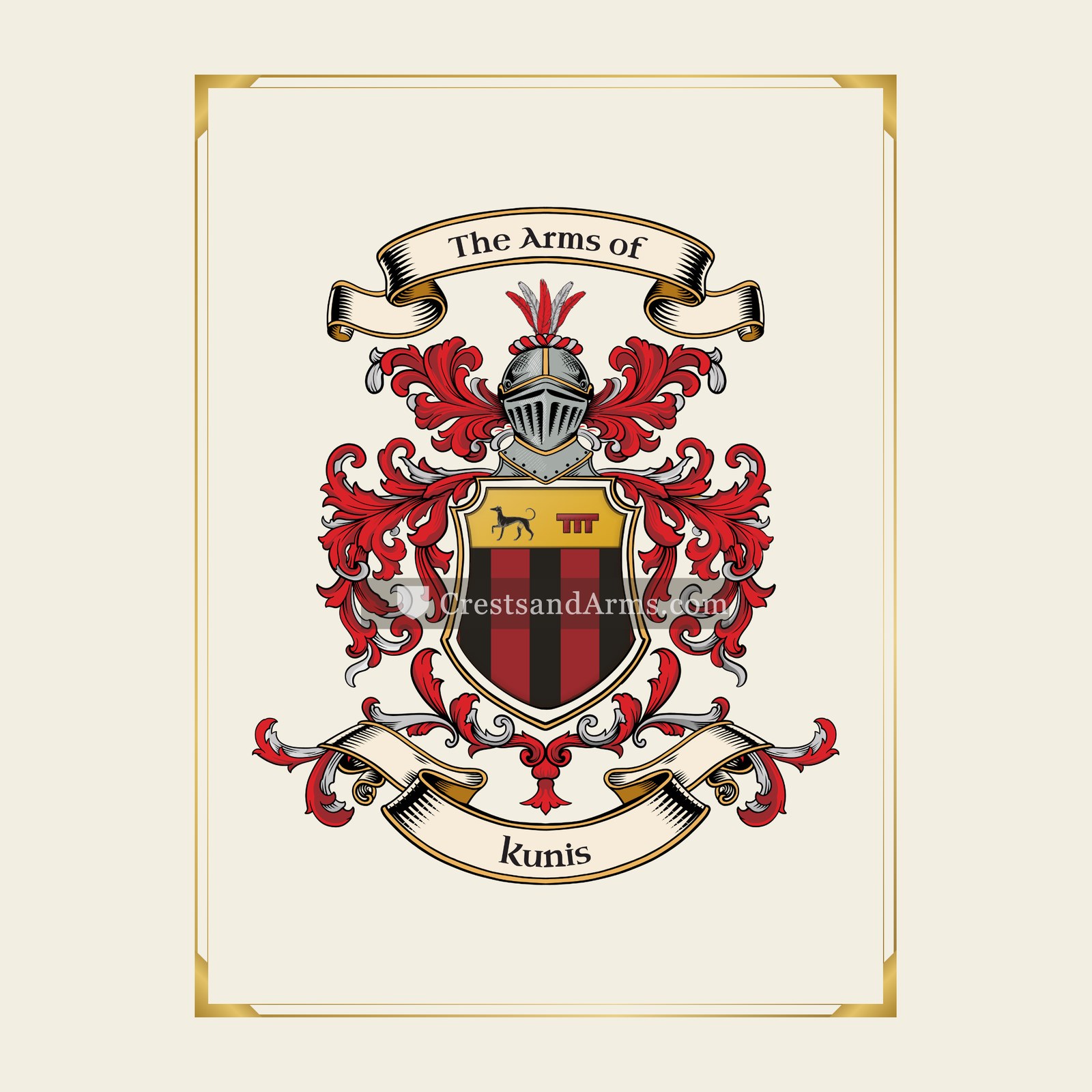 With gold border