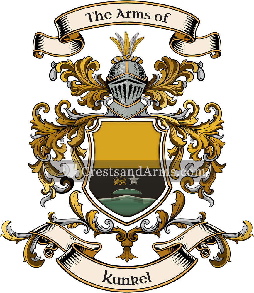 The Kunkel coat of arms, drawn from the recorded blazon