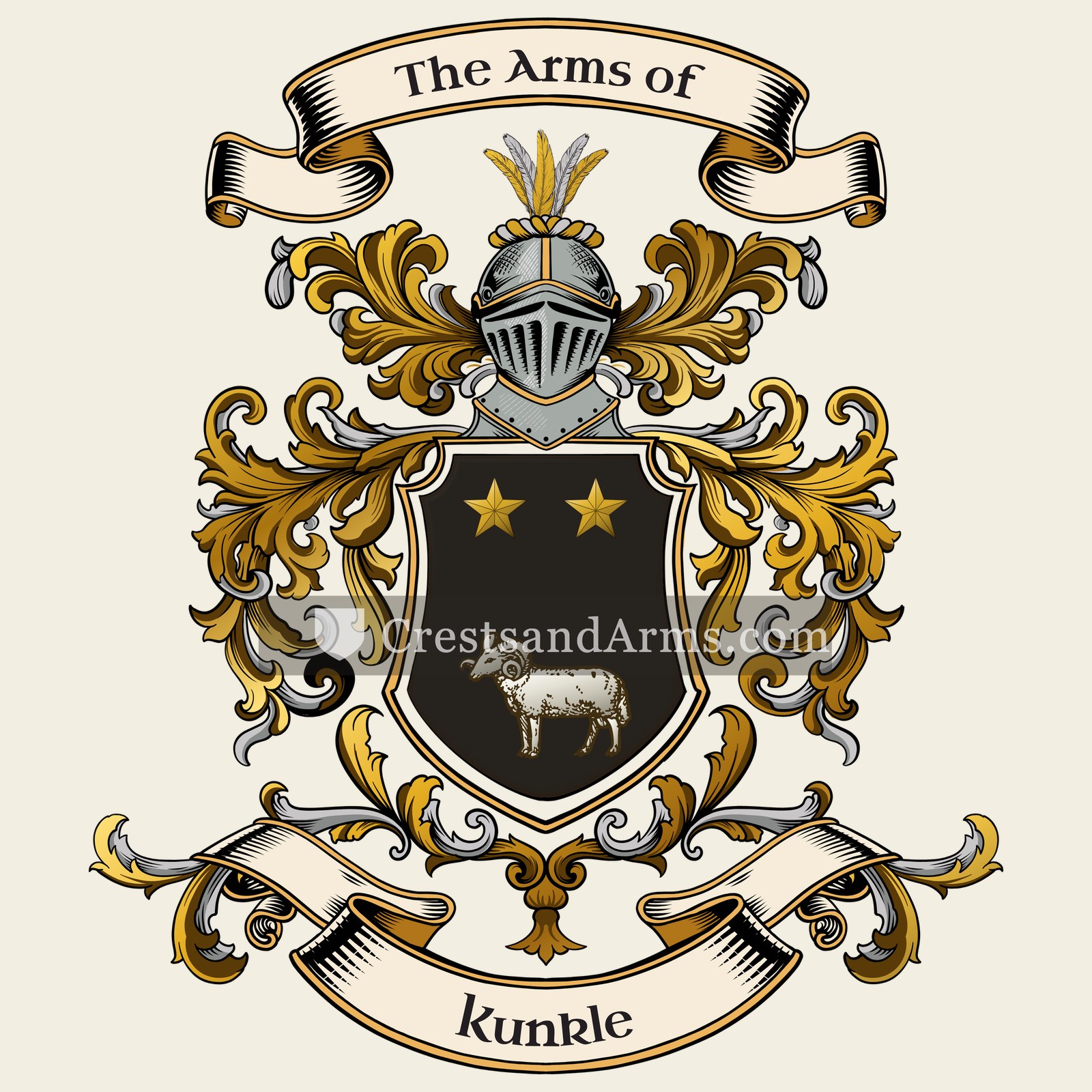 The Kunkle coat of arms, drawn from the recorded blazon