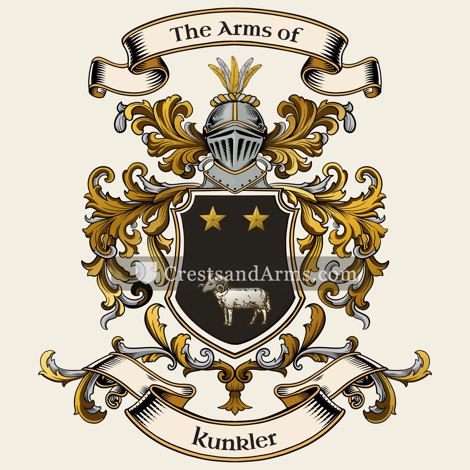 The Kunkler coat of arms, drawn from the recorded blazon