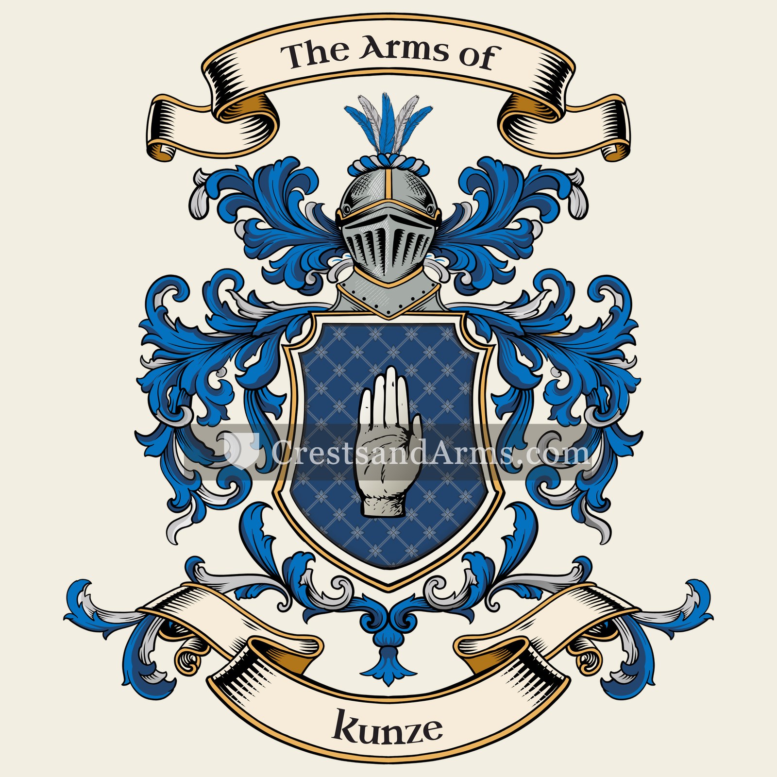 The Kunze coat of arms, drawn from the recorded blazon